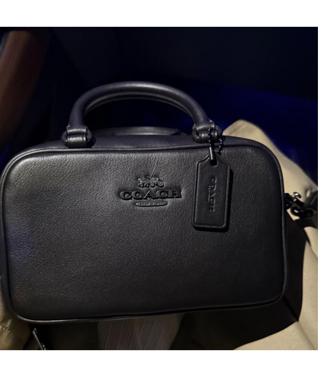 COACH Черная кожаная сумка через плечо, фото 4