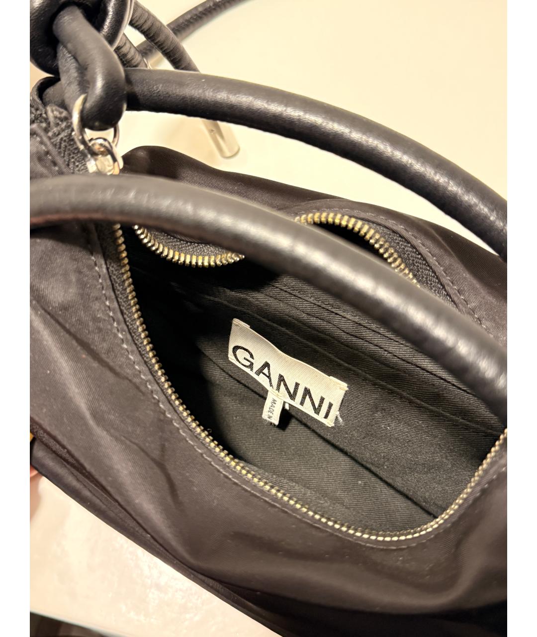 GANNI Черная сумка с короткими ручками, фото 4