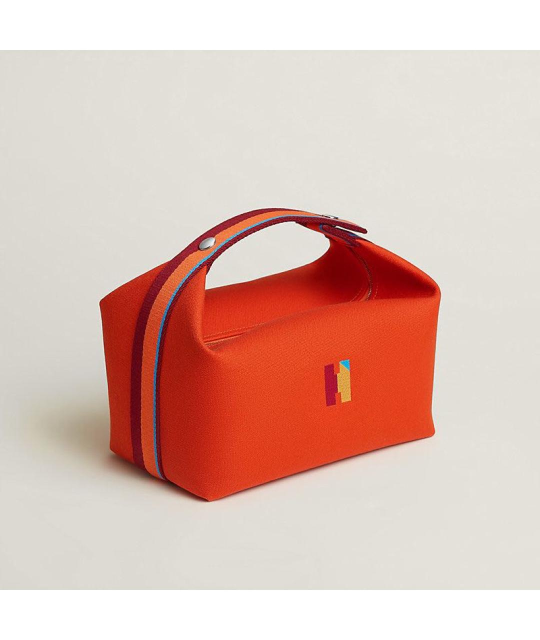 HERMES Оранжевая хлопковая косметичка, фото 6