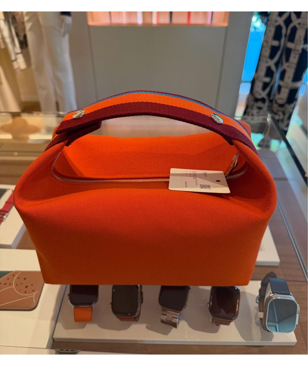 HERMES Оранжевая хлопковая косметичка, фото 3