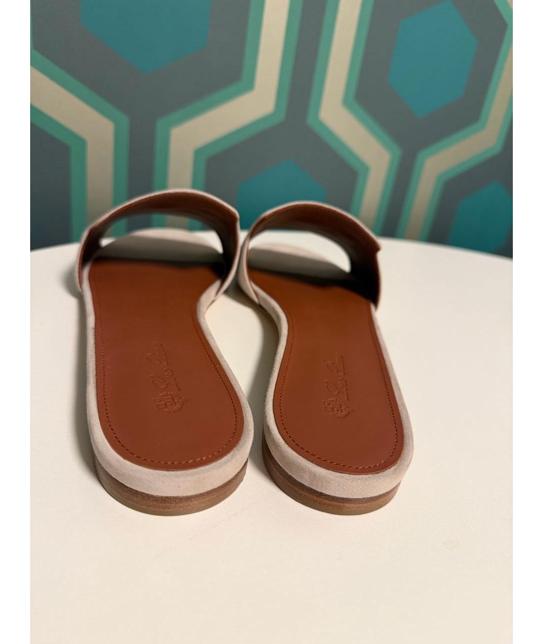 LORO PIANA Серые замшевые шлепанцы, фото 4