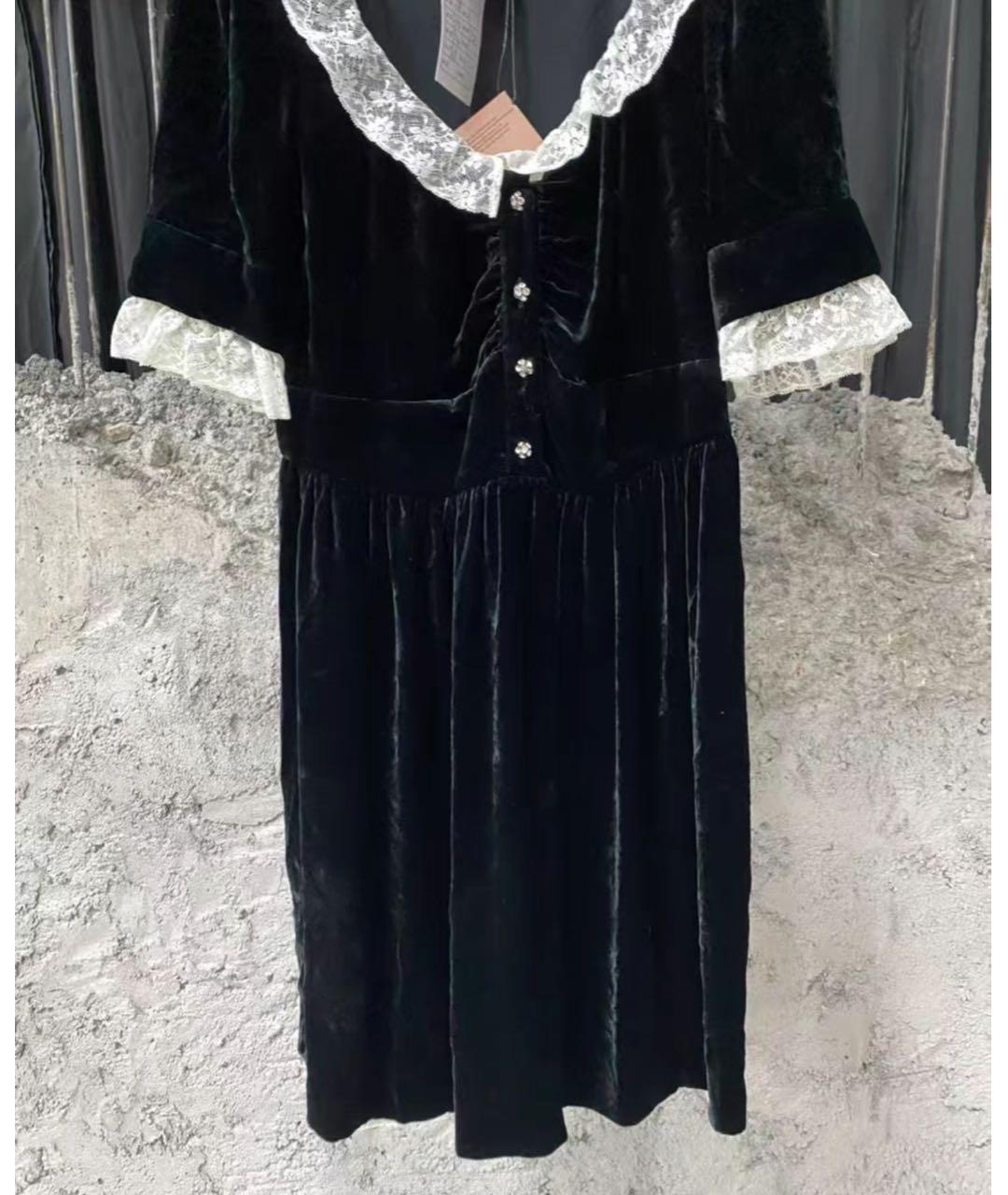 MIU MIU Черное бархатное повседневное платье, фото 7