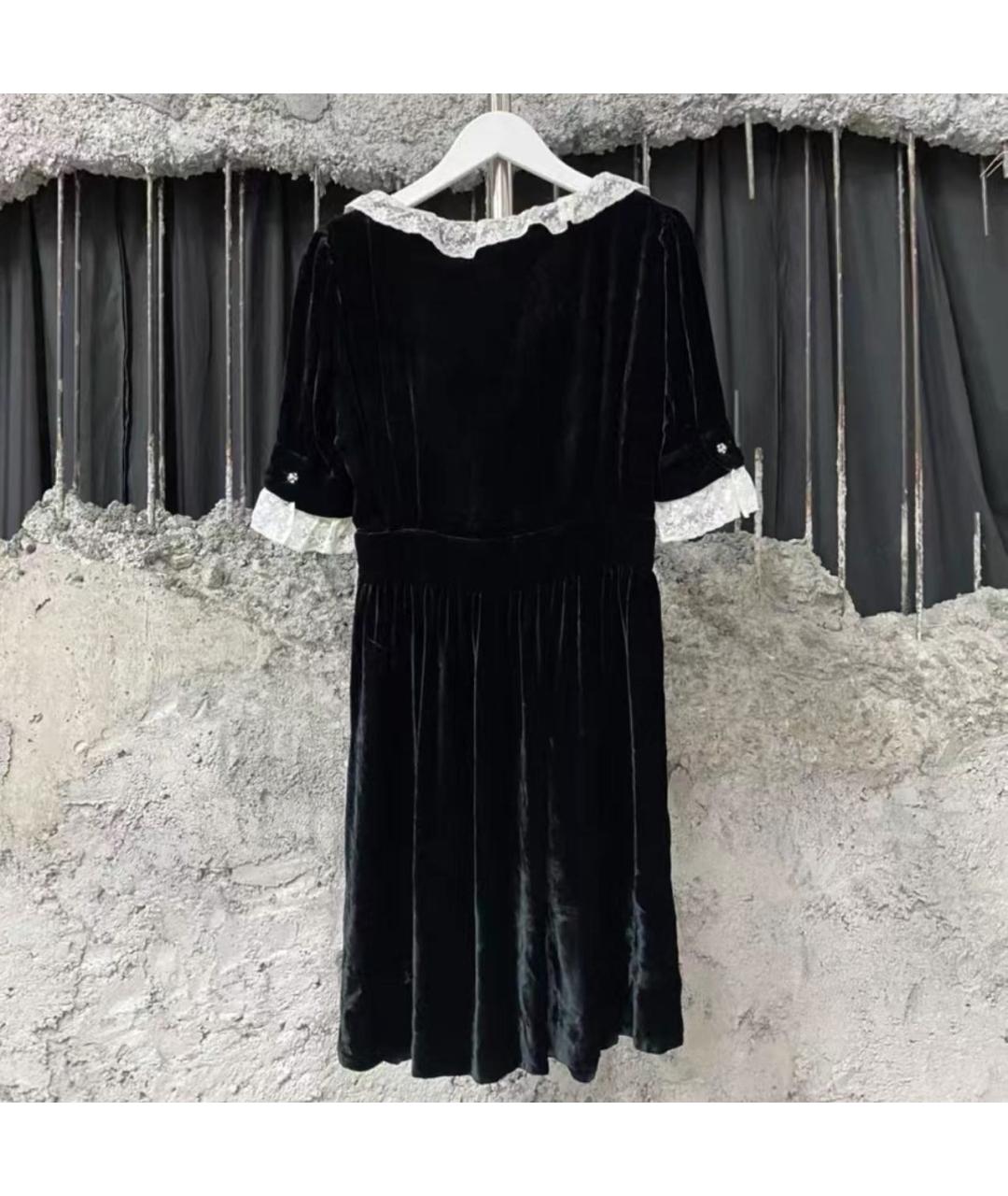 MIU MIU Черное бархатное повседневное платье, фото 5