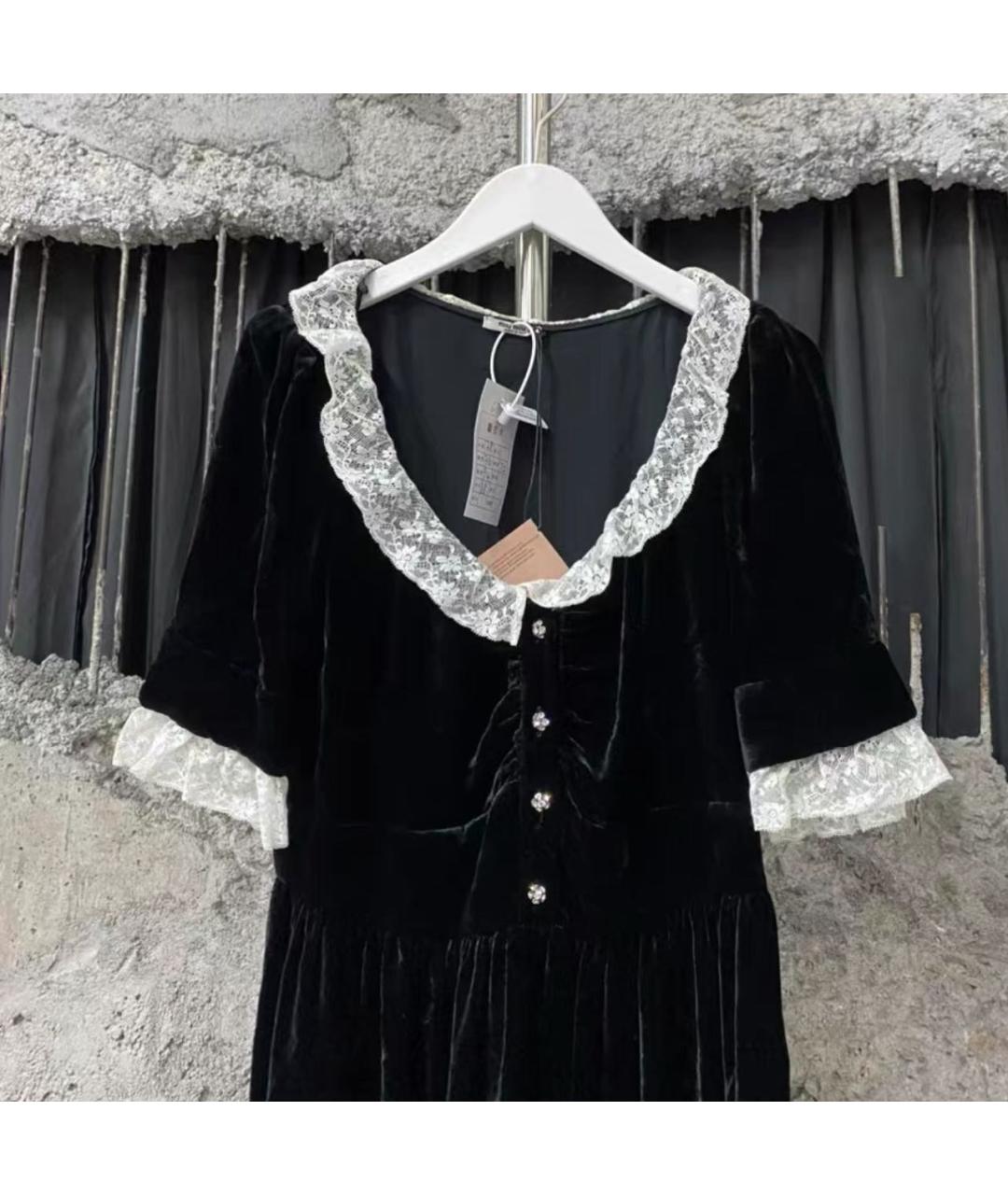 MIU MIU Черное бархатное повседневное платье, фото 6