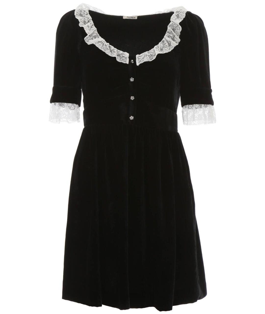 MIU MIU Черное бархатное повседневное платье, фото 1