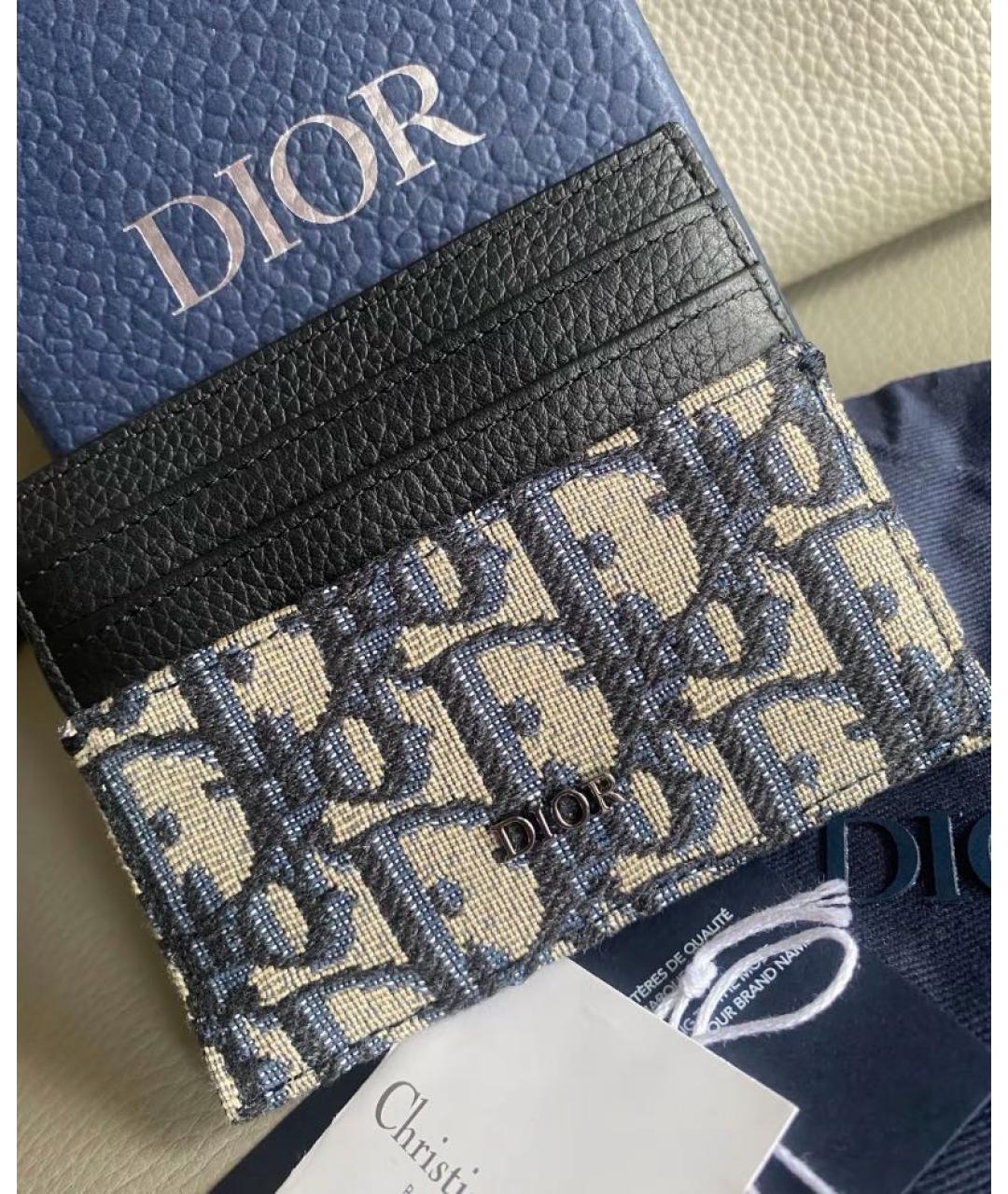 CHRISTIAN DIOR Темно-синий кожаный кардхолдер, фото 4