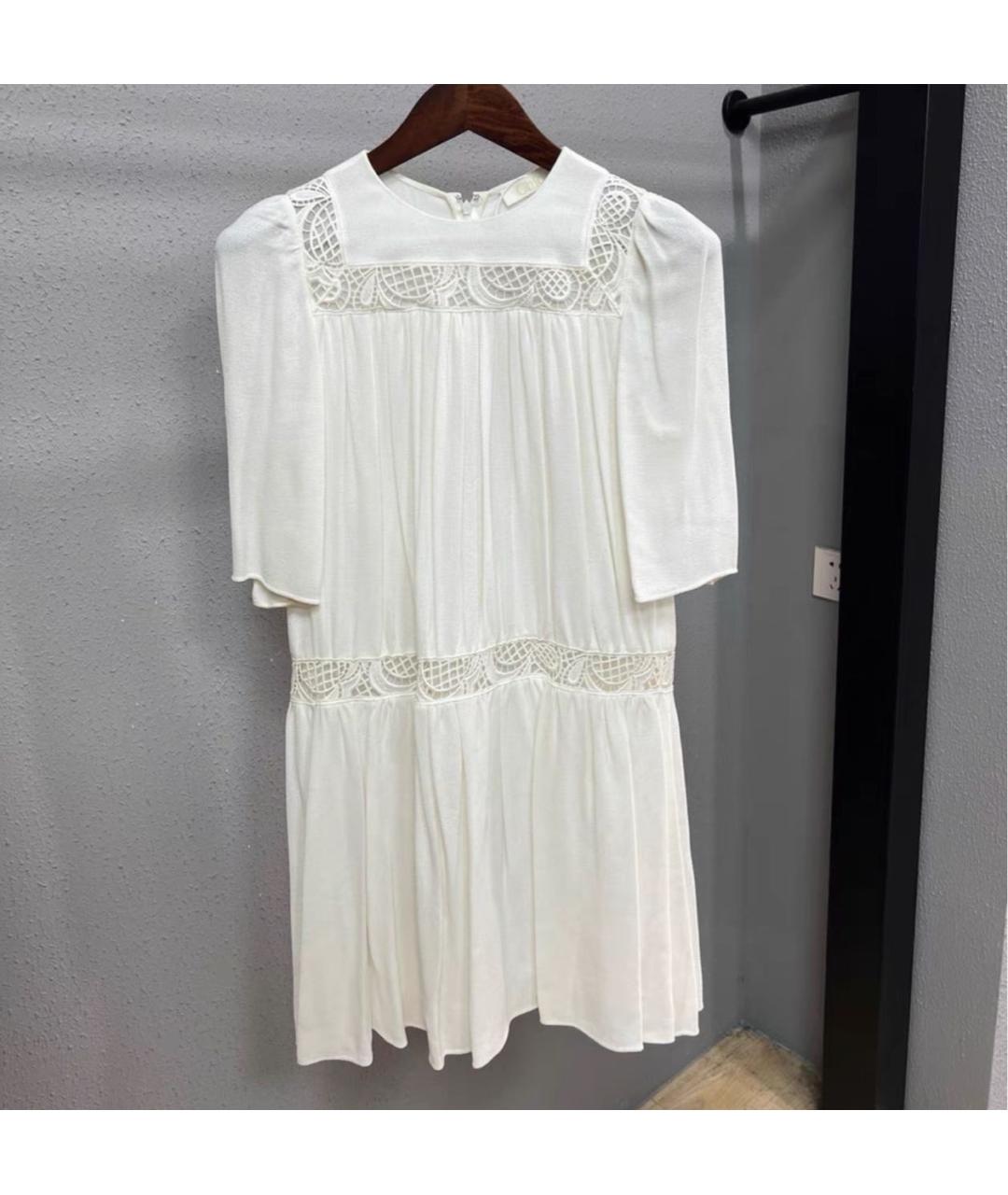 CHLOE Белое хлопковое вечернее платье, фото 5