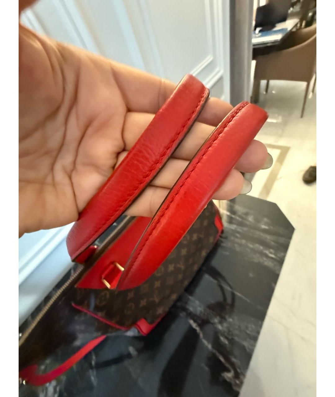 LOUIS VUITTON Коричневая кожаная сумка тоут, фото 7