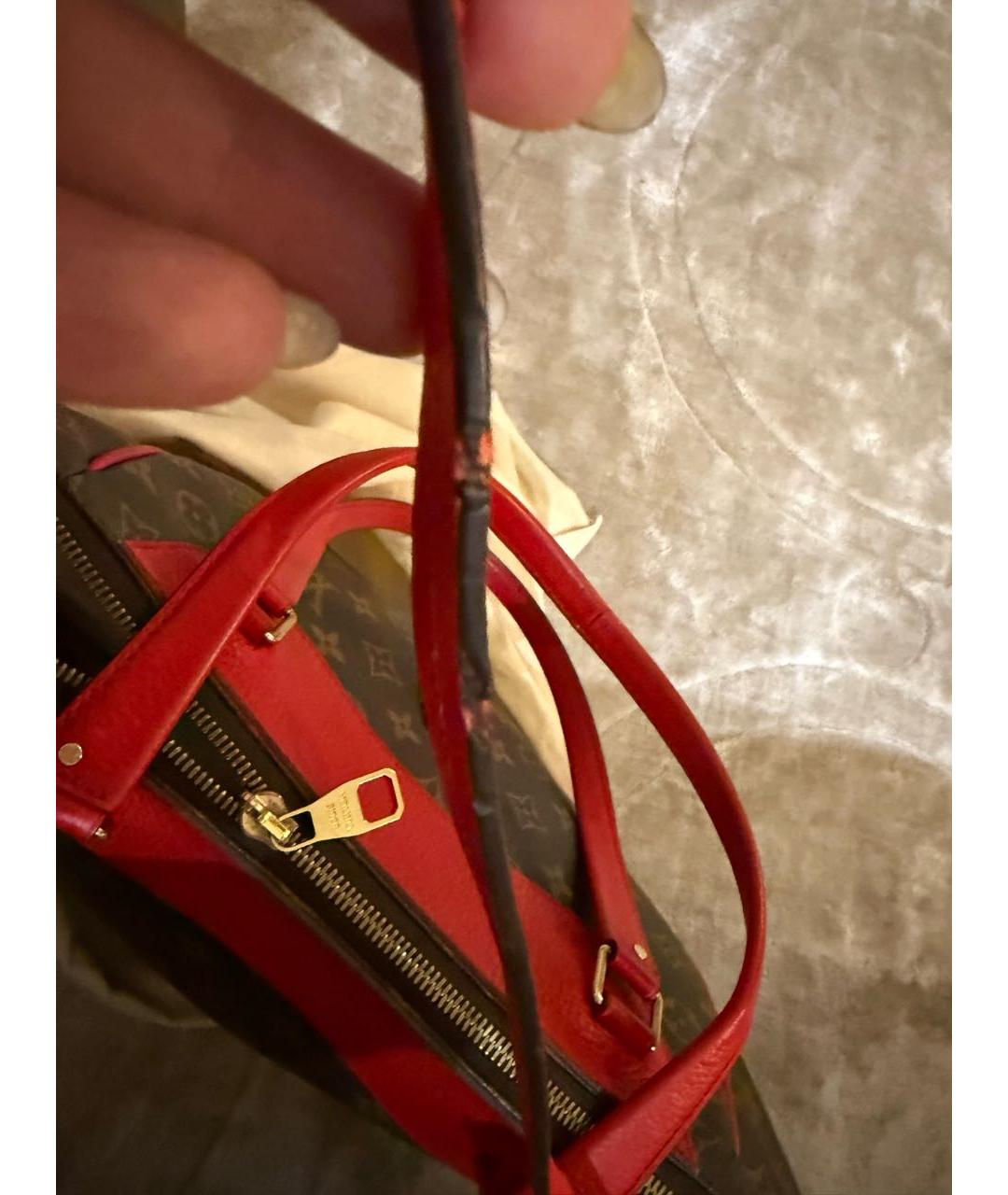 LOUIS VUITTON Коричневая кожаная сумка тоут, фото 8