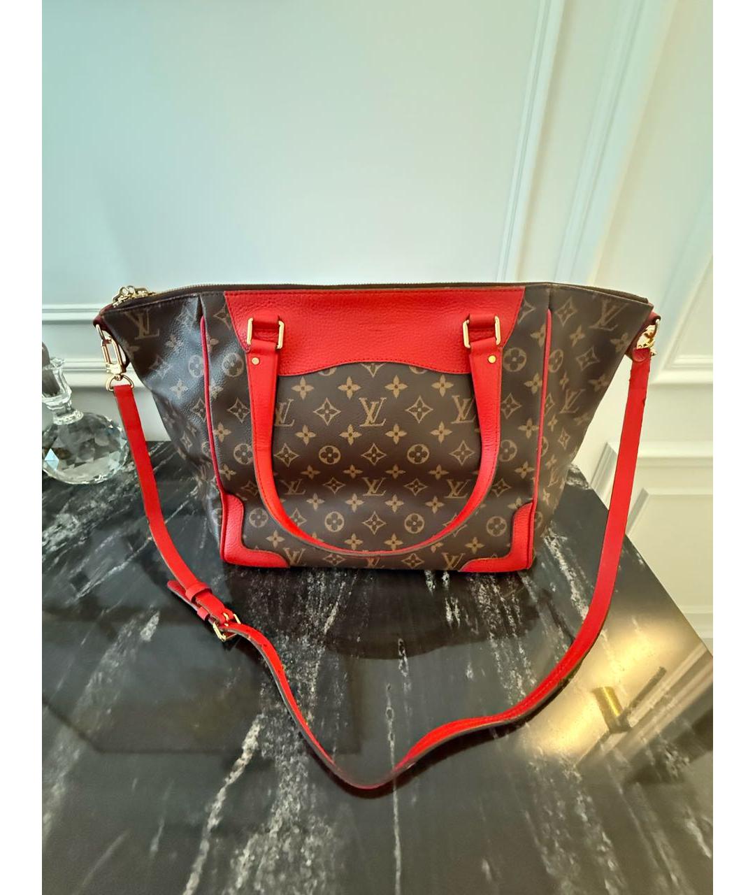 LOUIS VUITTON Коричневая кожаная сумка тоут, фото 9