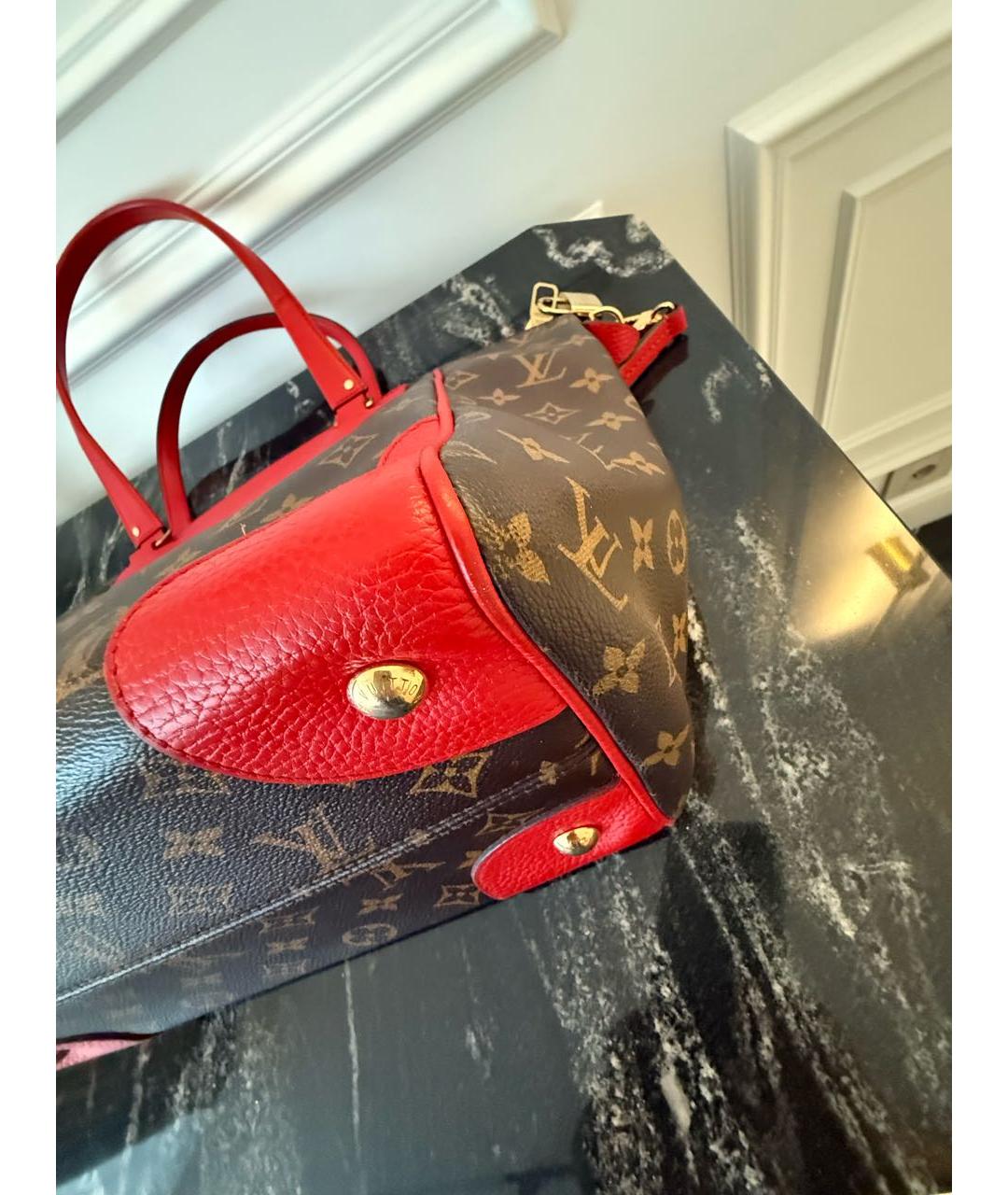 LOUIS VUITTON Коричневая кожаная сумка тоут, фото 5