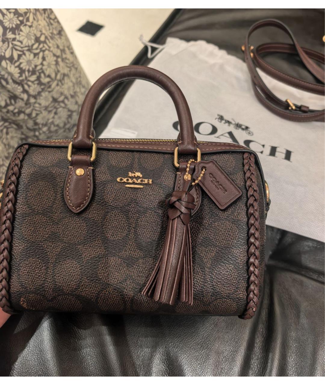 COACH Коричневая сумка с короткими ручками, фото 7