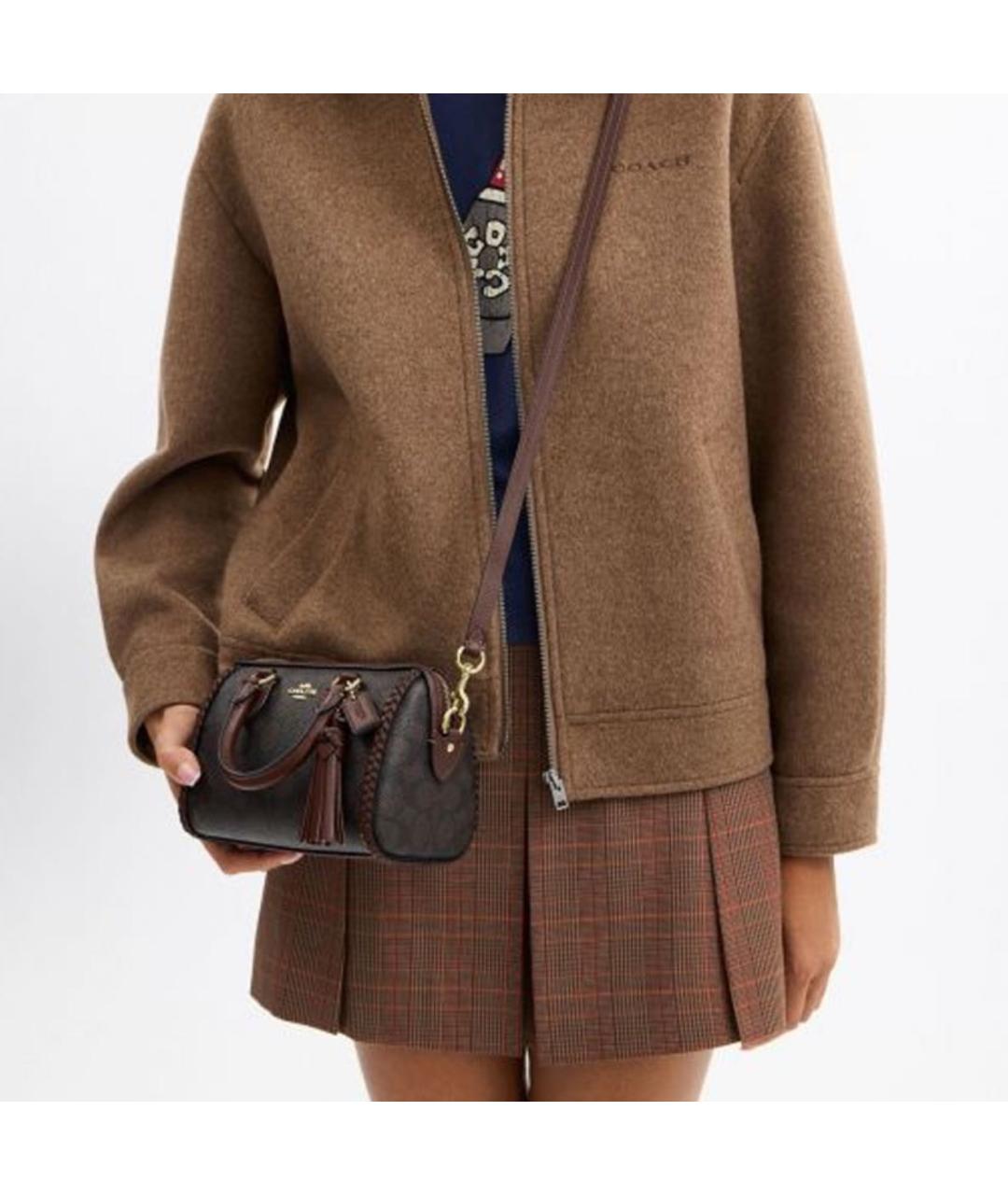 COACH Коричневая сумка с короткими ручками, фото 6