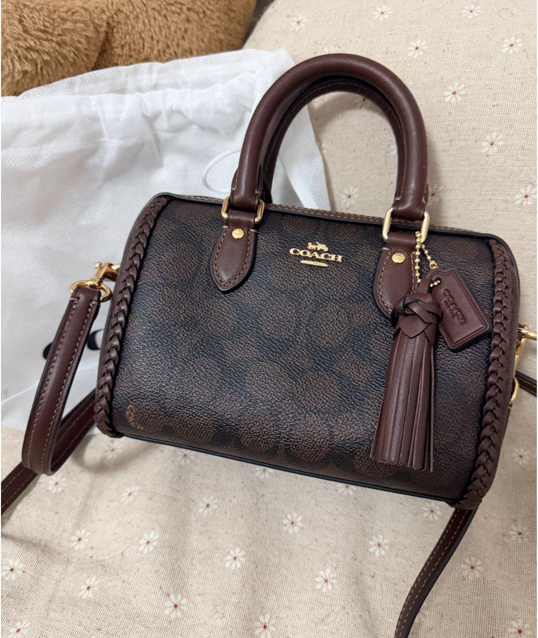 COACH Коричневая сумка с короткими ручками, фото 8