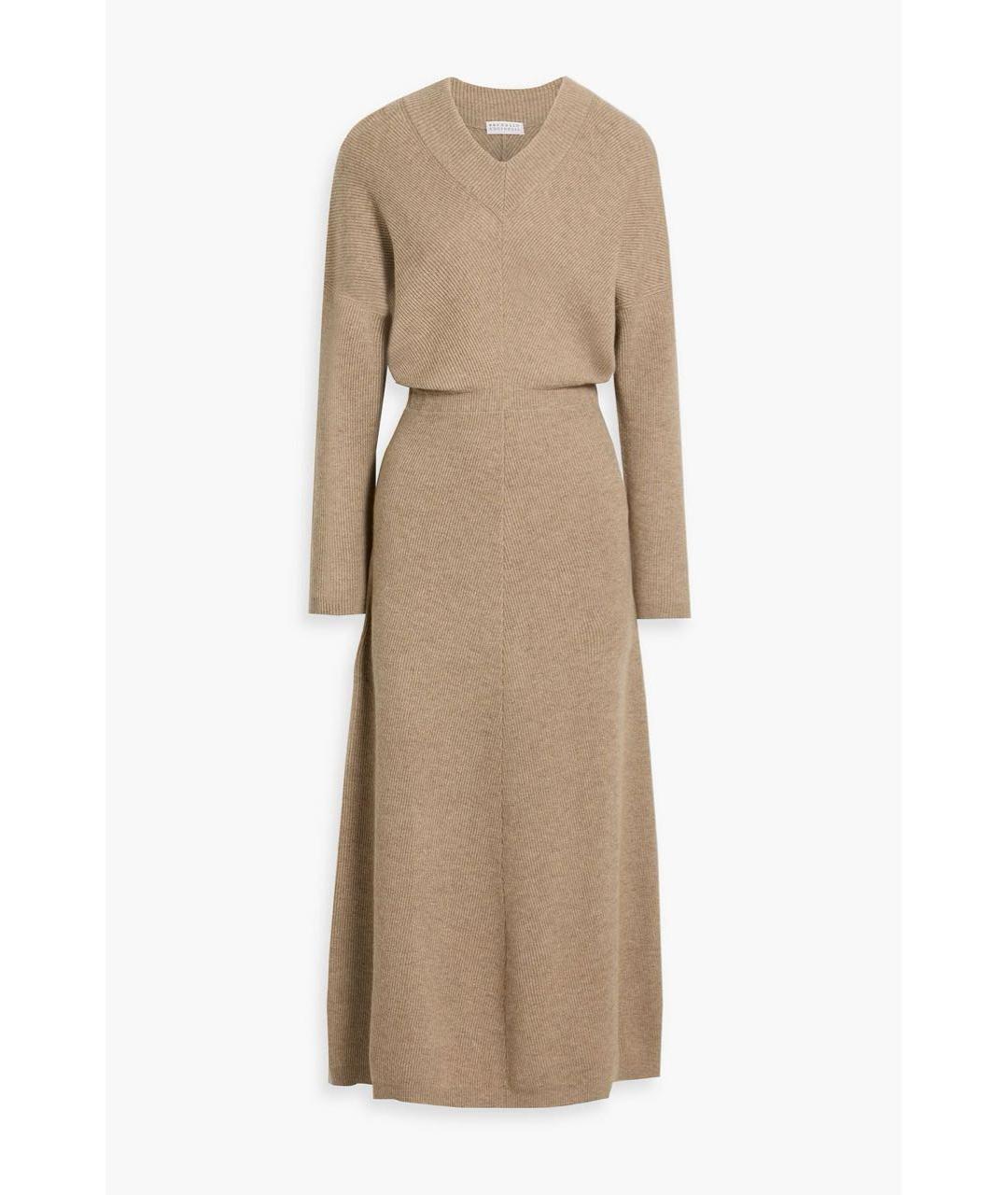 BRUNELLO CUCINELLI Бежевое кашемировое платье, фото 9
