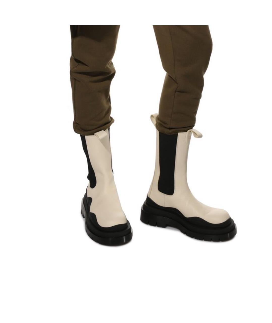 BOTTEGA VENETA Бежевые кожаные ботинки, фото 5