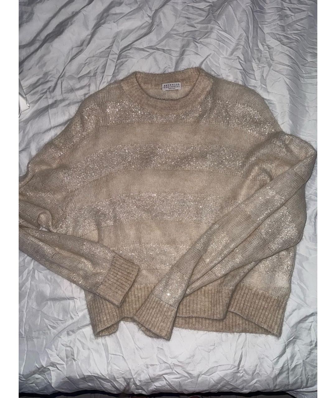 BRUNELLO CUCINELLI Бежевый шерстяной джемпер / свитер, фото 2