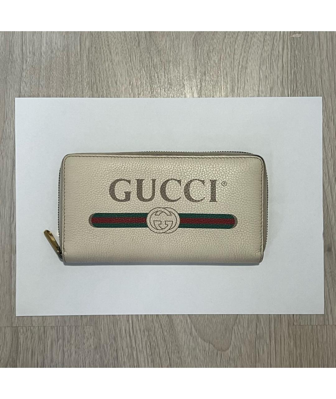 GUCCI Белый кожаный кошелек, фото 5