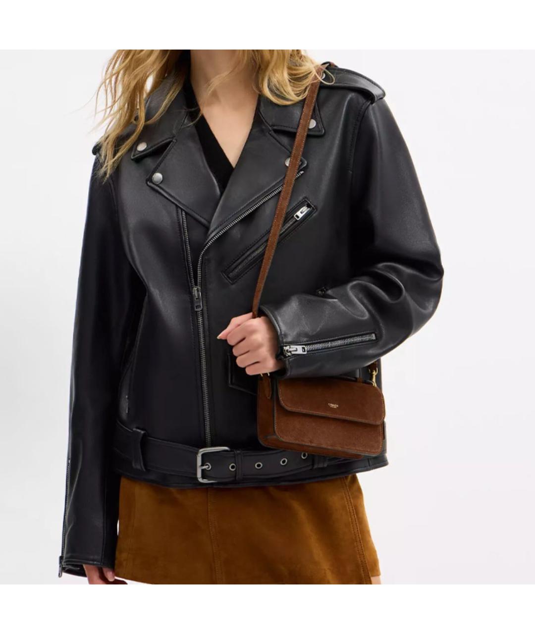 COACH Коричневая замшевая сумка через плечо, фото 6