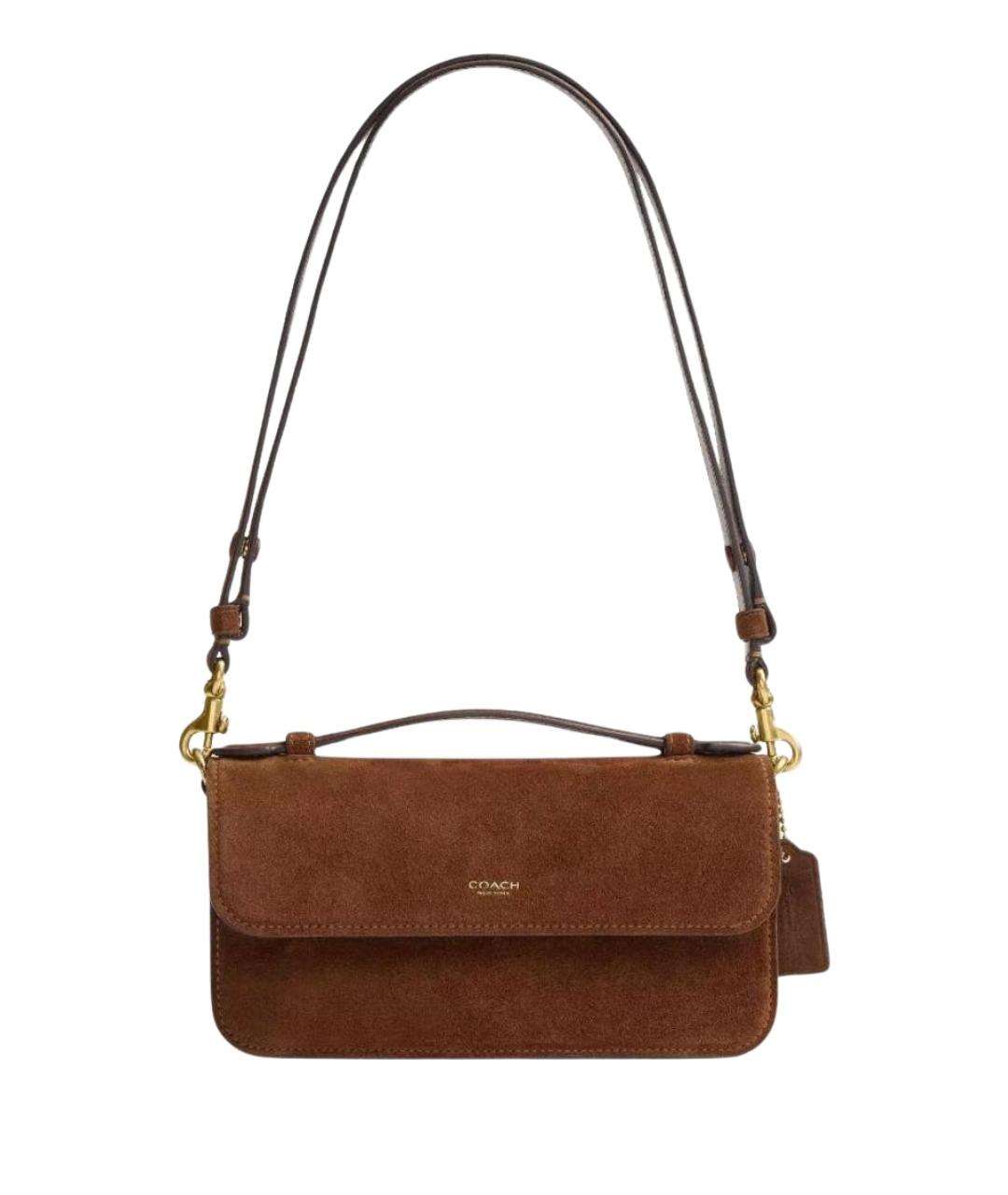 COACH Коричневая замшевая сумка через плечо, фото 1