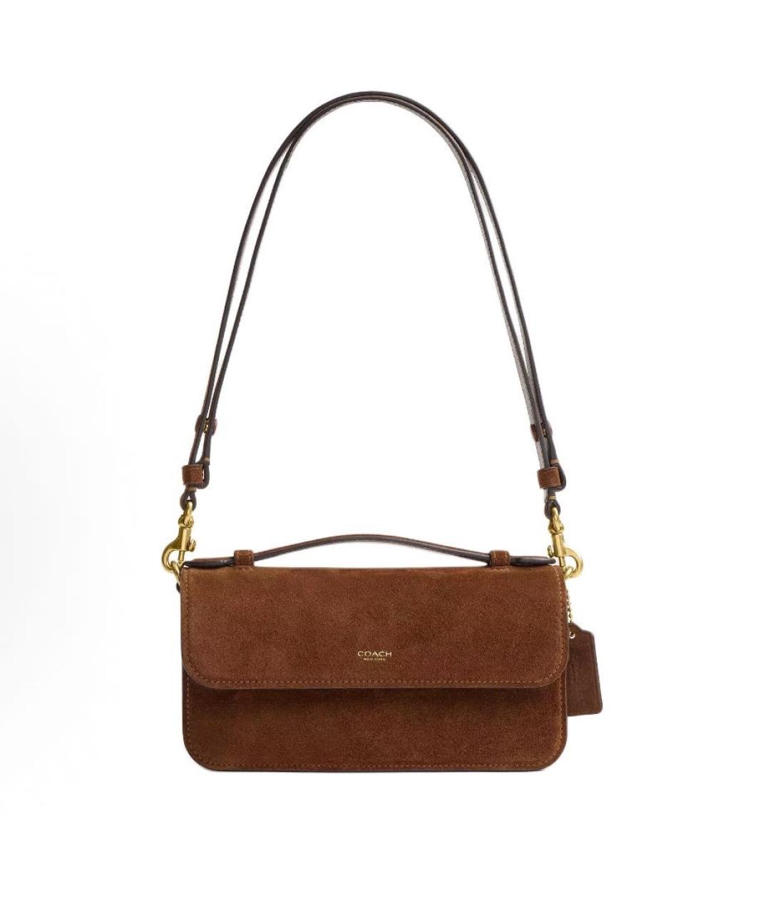 COACH Коричневая замшевая сумка через плечо, фото 9