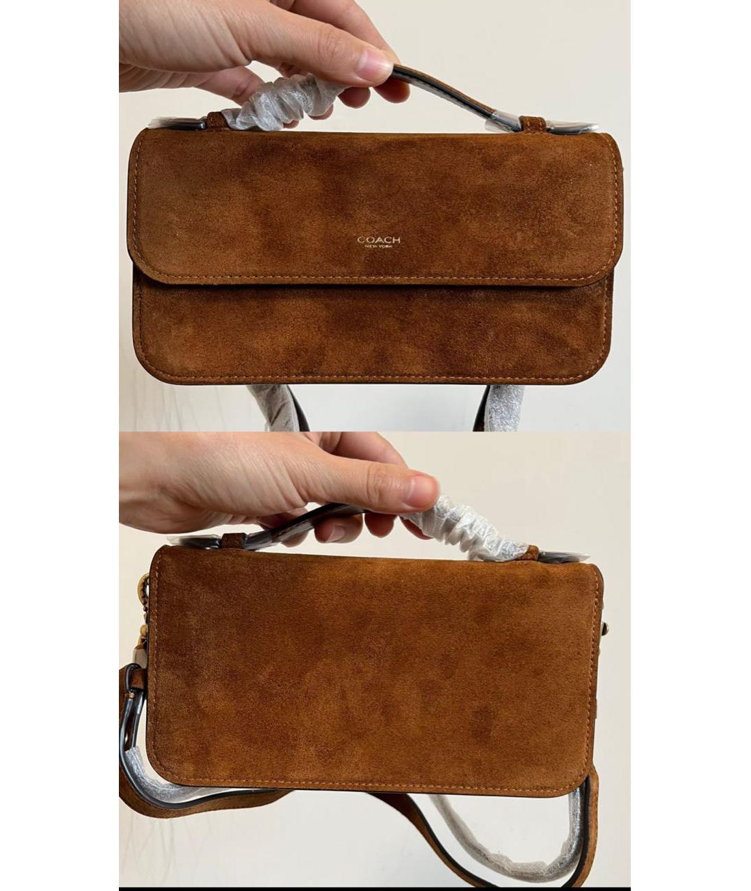 COACH Коричневая замшевая сумка через плечо, фото 7