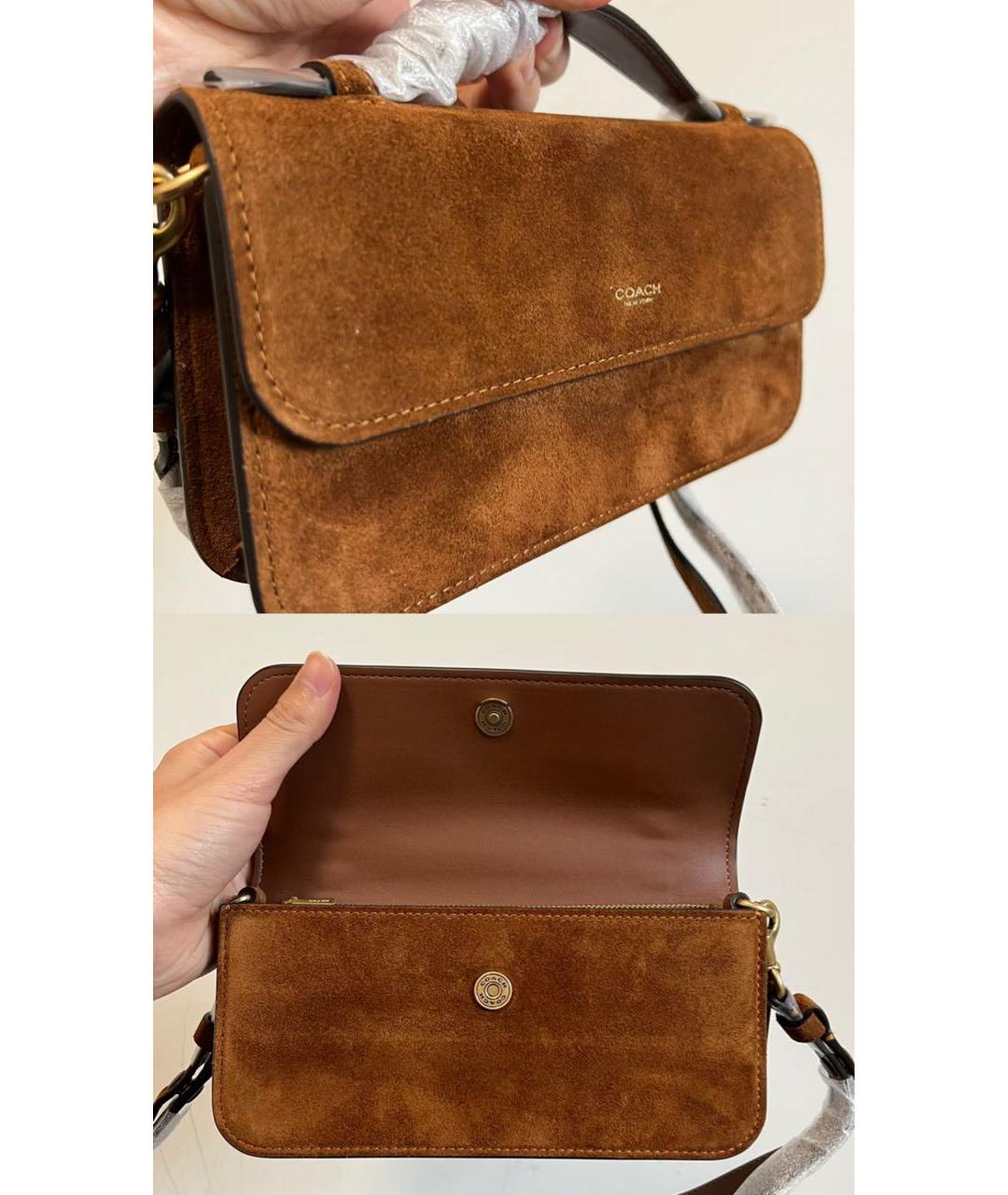 COACH Коричневая замшевая сумка через плечо, фото 8