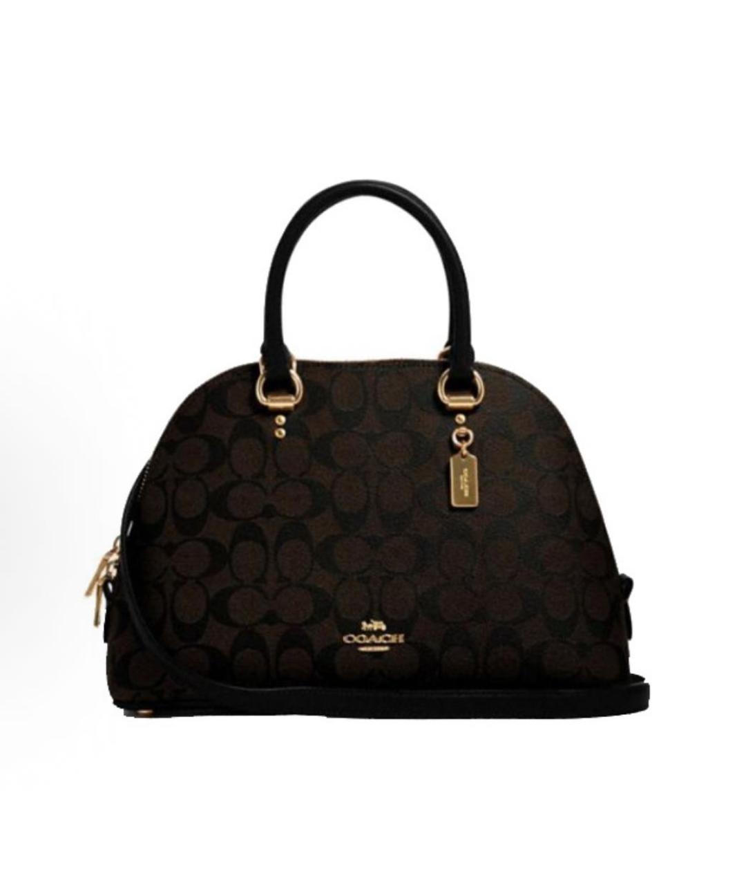 COACH Коричневая кожаная сумка с короткими ручками, фото 6