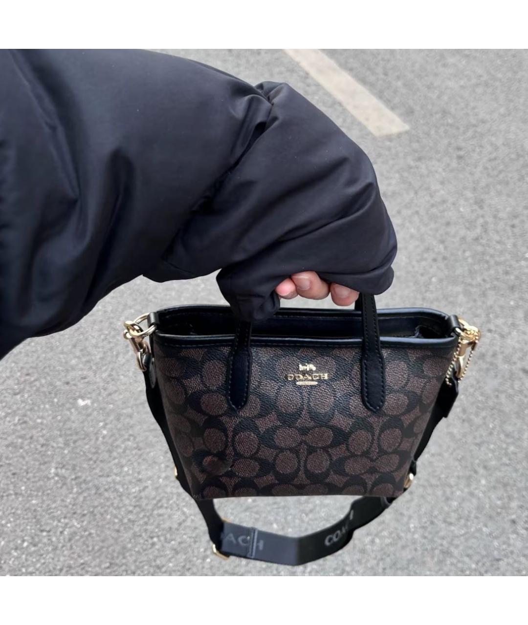 COACH Коричневая сумка с короткими ручками, фото 6