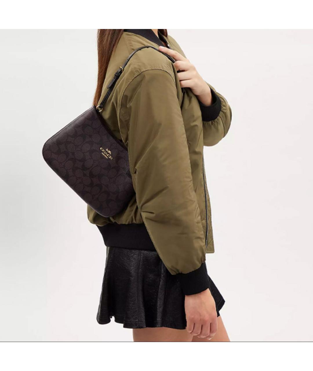 COACH Коричневая кожаная сумка через плечо, фото 4