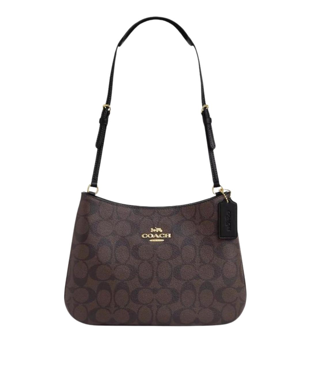 COACH Коричневая кожаная сумка через плечо, фото 1