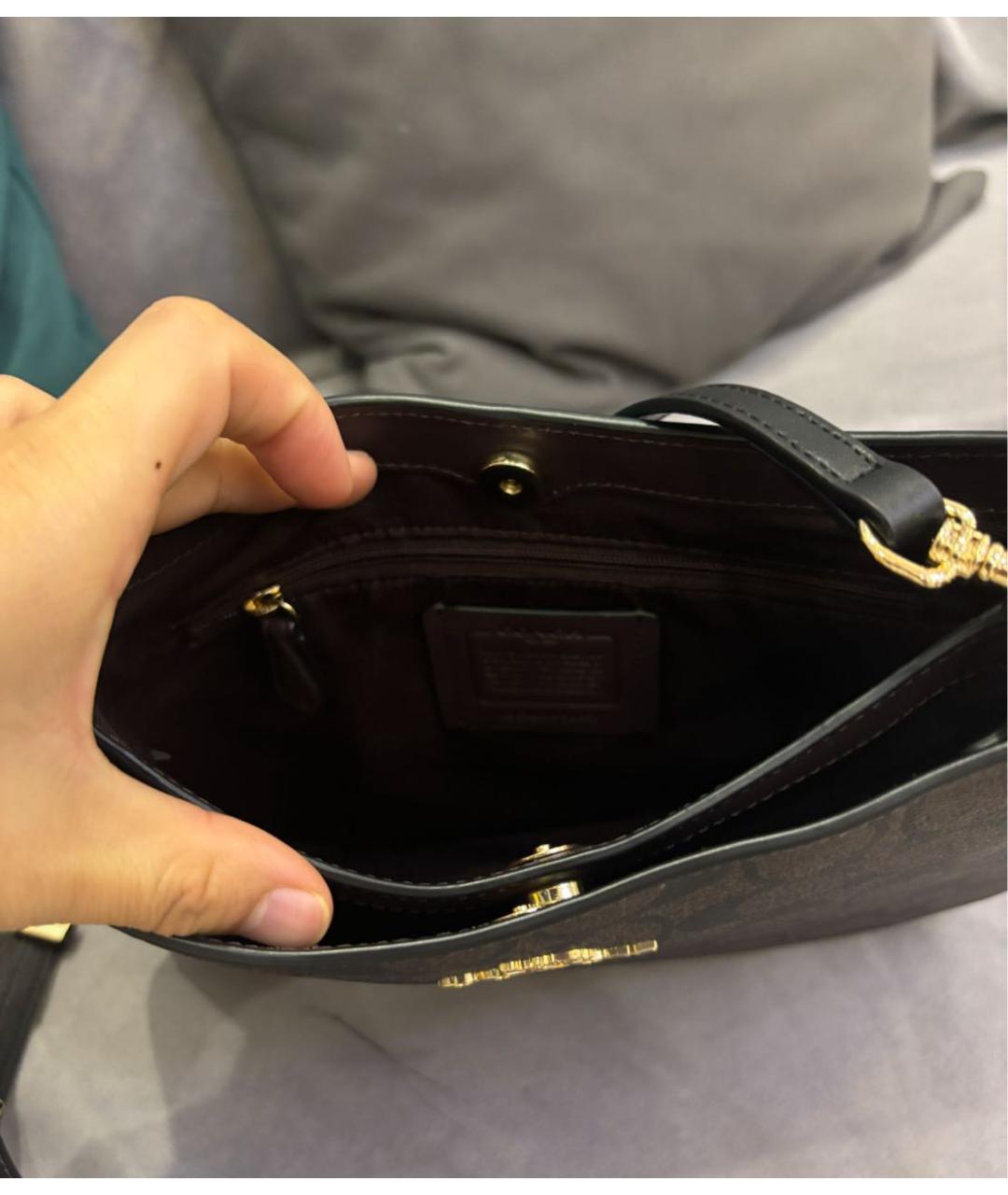 COACH Коричневая кожаная сумка через плечо, фото 8