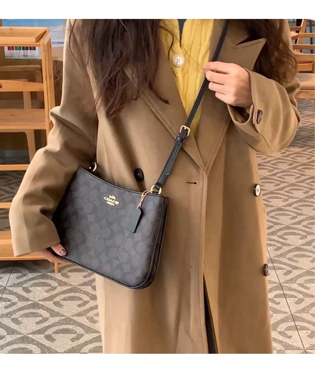 COACH Коричневая кожаная сумка через плечо, фото 5