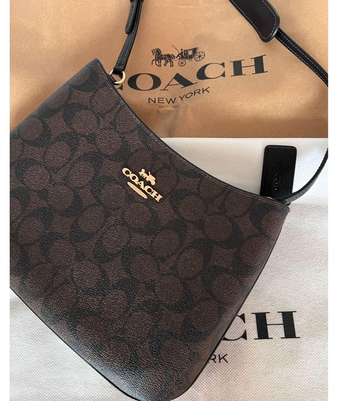 COACH Коричневая кожаная сумка через плечо, фото 7