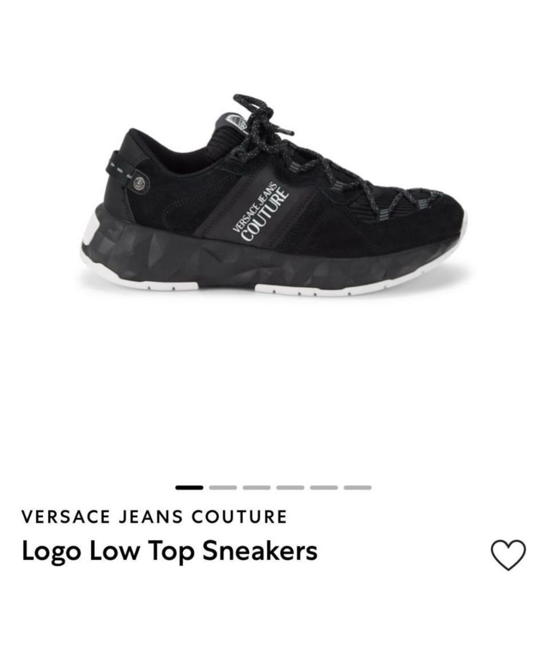 VERSACE JEANS COUTURE Черные текстильные низкие кроссовки / кеды, фото 5