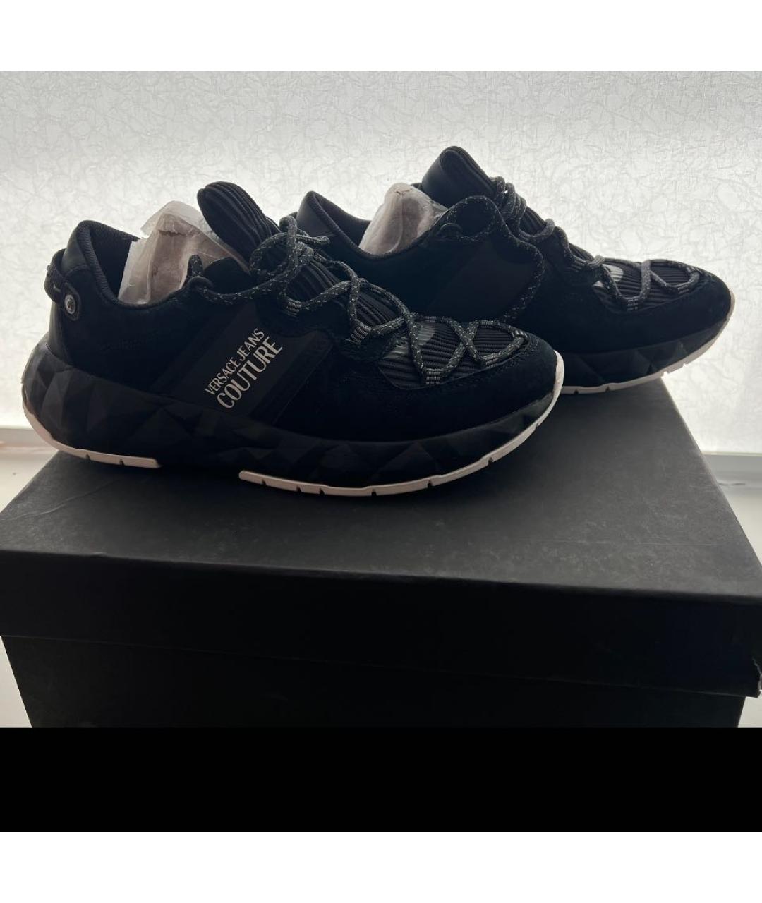 VERSACE JEANS COUTURE Черные текстильные низкие кроссовки / кеды, фото 4