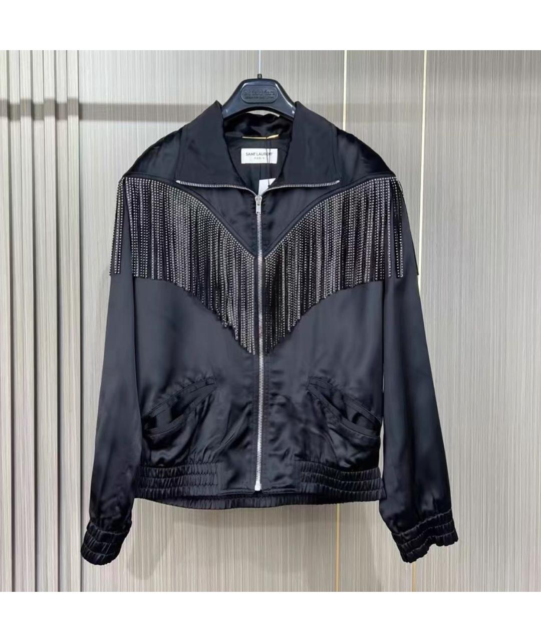 SAINT LAURENT Черная атласная куртка, фото 3