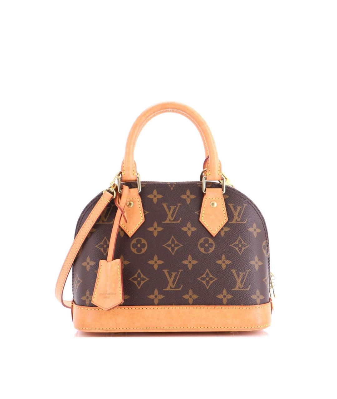 LOUIS VUITTON Коричневая кожаная сумка с короткими ручками, фото 9