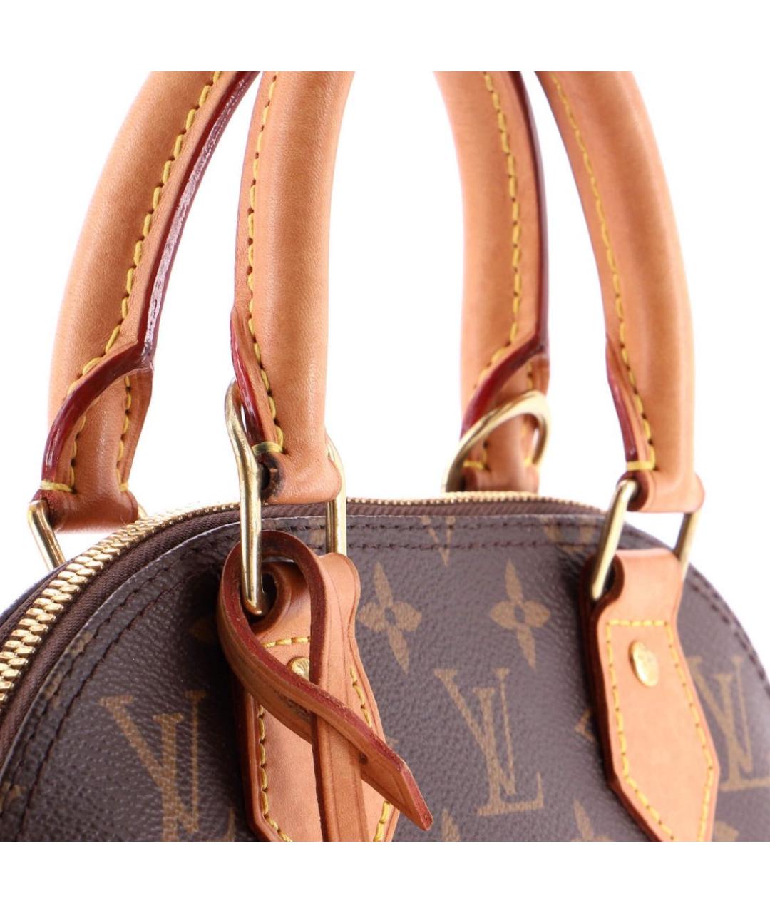 LOUIS VUITTON Коричневая кожаная сумка с короткими ручками, фото 8