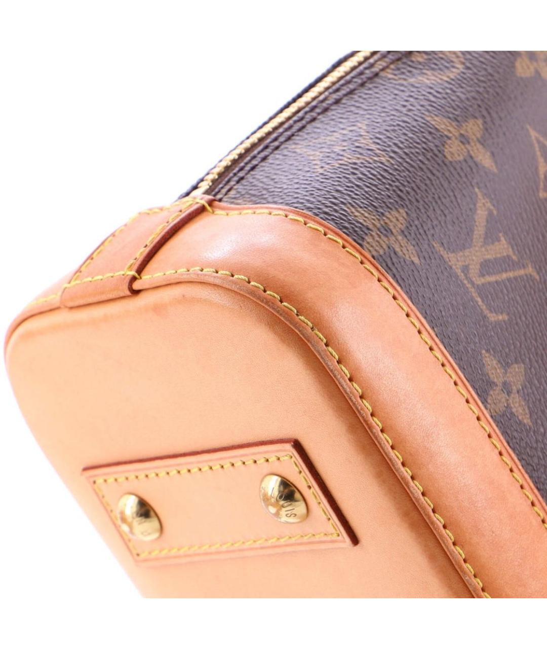 LOUIS VUITTON Коричневая кожаная сумка с короткими ручками, фото 6