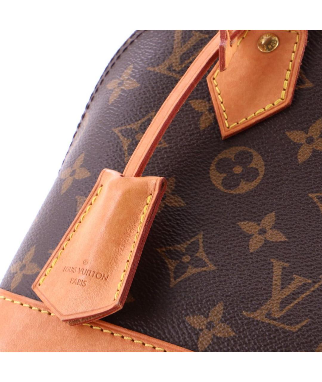 LOUIS VUITTON Коричневая кожаная сумка с короткими ручками, фото 7