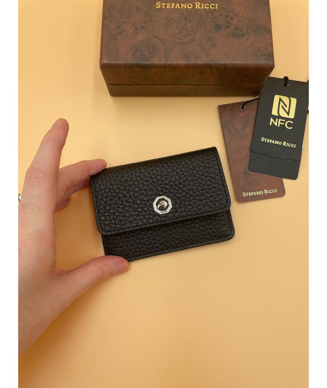 STEFANO RICCI Черный кожаный кардхолдер, фото 3