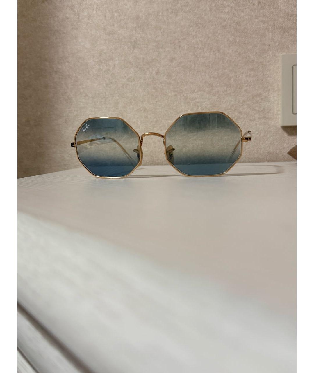 RAY BAN Золотые металлические солнцезащитные очки, фото 9