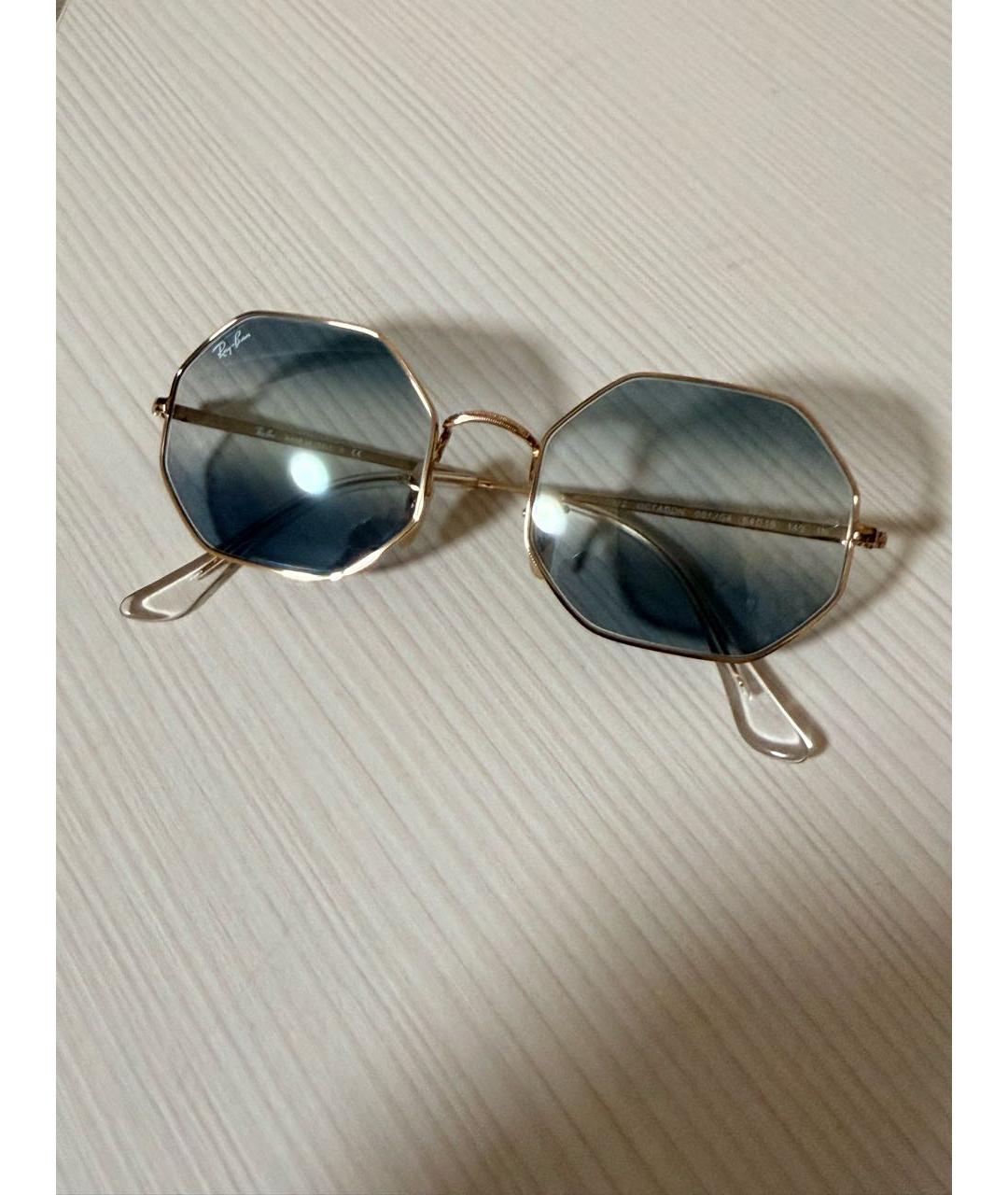 RAY BAN Золотые металлические солнцезащитные очки, фото 3