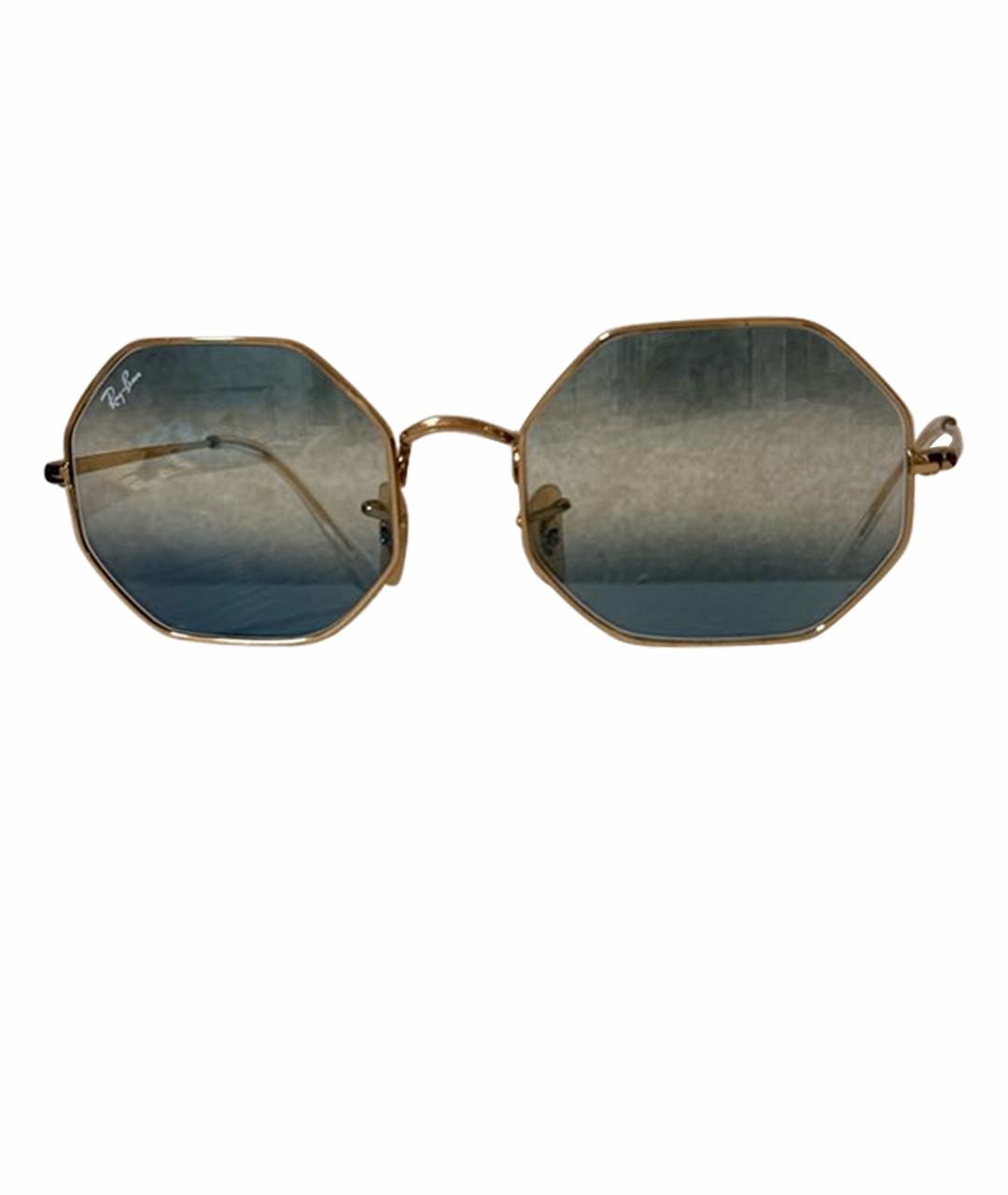 RAY BAN Золотые металлические солнцезащитные очки, фото 1