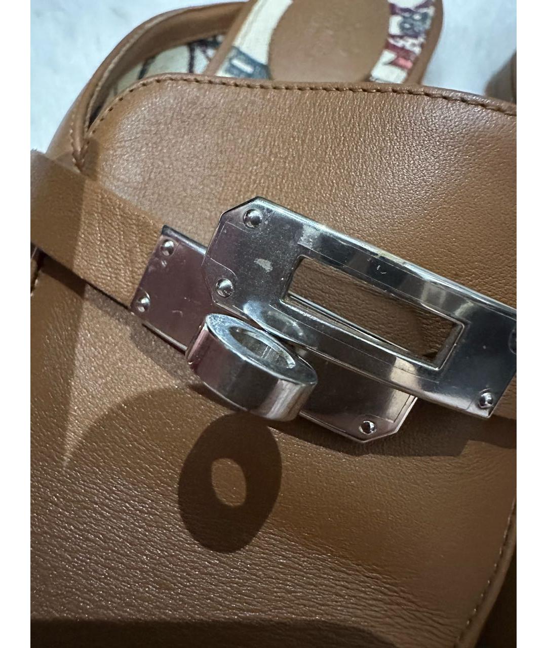 HERMES Коричневые кожаные мюли, фото 8