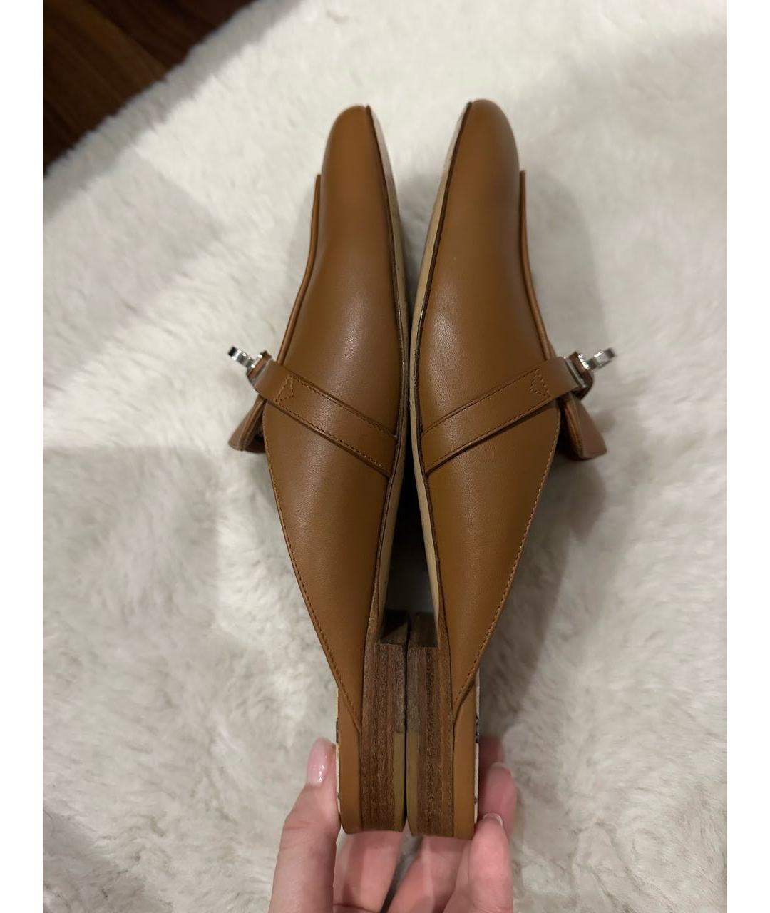 HERMES Коричневые кожаные мюли, фото 4