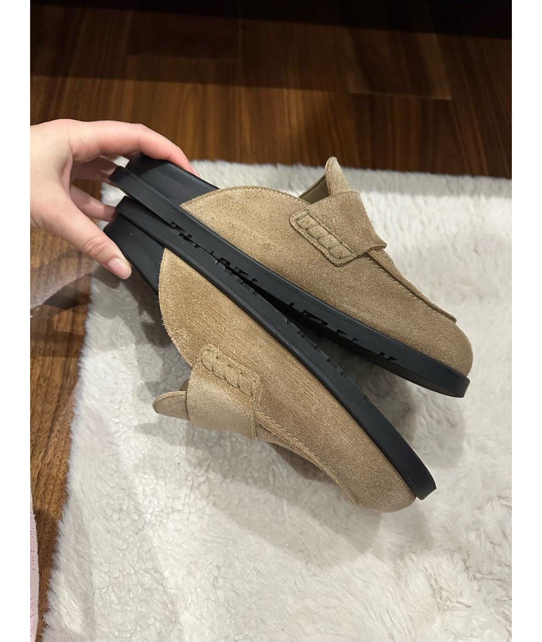 HERMES Бежевые замшевые мюли, фото 6