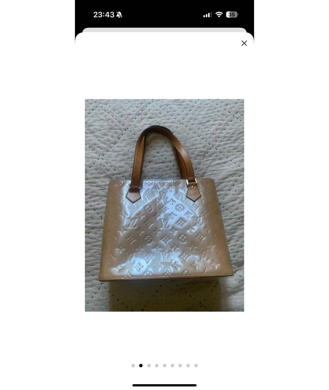 LOUIS VUITTON Бежевая сумка с короткими ручками из лакированной кожи, фото 3