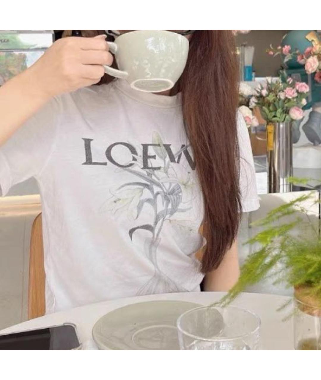 LOEWE Белая хлопковая футболка, фото 6